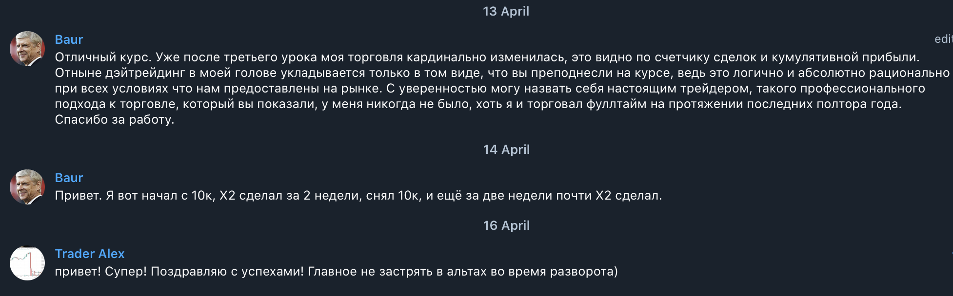 Отзывы студентов курса DAYTRADING FUTURES
