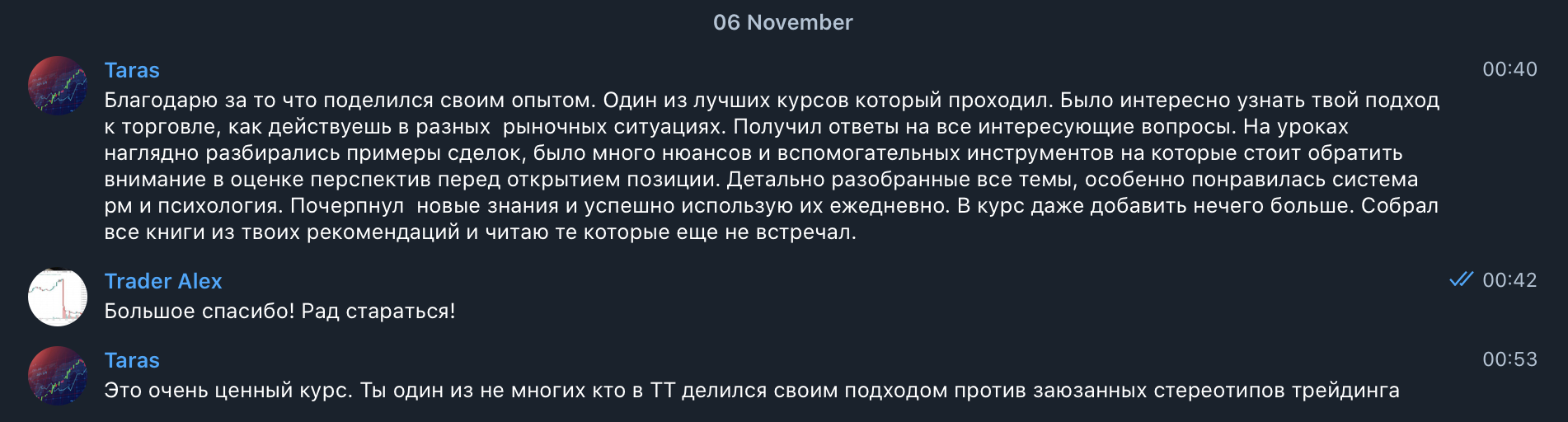 Отзывы студентов курса DAYTRADING FUTURES